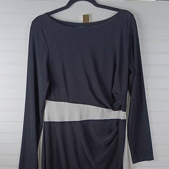 2 for $30 Lauren by Ralph Lauren Black Ruched Bodycon long Dress 12 - Picture 6 of 11